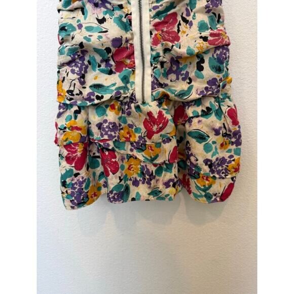 Twelfth Street by Cynthia Vincent Floral Mini Dress Zip Up Ruffle 100% Silk 4 - Picture 4 of 8